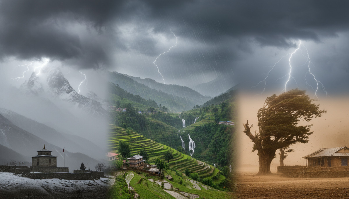 गृह मन्त्रालय अन्तर्गतको राष्ट्रिय विपद् जोखिम न्युनिकरण तथा व्यवस्थापन प्राधिकरणले आगामी तीन दिन देशका विभिन्न भागमा भारी वर्षा, हिमपात र भीषण हावाहुरीको सम्भावना रहेको भन्दै सर्वसाधारणलाई उच्च शतर्कता अपनाउन अनुरोध गरेको छ । जल तथा मौसम विज्ञान विभागले जारी गरेको मौसम पूर्वानुमानलाई उद्धृत गर्दै प्राधिकरणले चैत ६ गते शुक्रवारदेखि मौसममा उल्लेख्य बदलाव आउने जानकारी दिएको हो । राष्ट्रिय विपद् जोखिम न्युनिकरण तथा व्यवस्थापन प्राधिकरणले आगामी तीन दिनको मौसम पूर्वानुमानलाई मध्यनजर गर्दै देशभरका नागरिकलाई विशेष शतर्कता अपनाउन अपील गरेको छ । जल तथा मौसम विज्ञान विभागको विवरणअनुसार देशका विभिन्न भागमा भारी वर्षा, हिमपात र विनाशकारी हावाहुरी चल्ने सम्भावना देखिएको छ । कर्णाली र सुदूरपश्चिममा वर्षा र हिमपातको सम्भावना प्राधिकरणकाअनुसार चैत्र ६ गते शुक्रवार दिउँसो कर्णाली र सुदूरपश्चिम प्रदेशका पहाडी तथा हिमाली क्षेत्रका एक–दुई स्थानमा भारी वर्षा र हिमपात हुने सम्भावना छ । हिमाली क्षेत्रमा हुने हिमपातका कारण चिसो बढ्ने र जनजीवन प्रभावित हुन सक्ने भएकाले ती क्षेत्रका बासिन्दालाई सचेत रहन आग्रह गरेको छ । लुम्बिनी र पूर्वी नेपालमा तिब्र हावाहुरीको चेतावनी शुक्रवारदेखि नै लुम्बिनी प्रदेशका दाङ र नेपालगञ्जसहित तराईका जिल्लाहरूमा हावाहुरीको जोखिम बढेको छ । शनिवार पूर्वी क्षेत्रका विराटनगर, धनकुटा र धरान आसपासका जिल्लाहरूमा झन्डै १ सय १९ किलोमिटर प्रतिघण्टाको गतिमा तिब्र हावाहुरी चल्ने सम्भावना रहेको प्राधिकरणले जनाएको छ । शनिवार पूर्वी नेपालमा भीषण हावाहुरीको जोखिम आगामी शनिवार पूर्वी नेपालका विराटनगर, धनकुटा र धरान लगायतका आसपासका जिल्लाहरूमा झन्डै ११९ किलोमिटर प्रतिघण्टाको वेगमा तिबक्र हावाहुरी चल्ने प्रक्षेपण गरिएको छ। प्रि–मनसुनको अवधि भएकाले यस्तो हावाहुरीले रुख ढाल्ने, कमजोर संरचना र छाना उडाउने तथा विद्युत र सञ्चार सेवा प्रभावित पार्नसक्ने जोखिम रहेको प्राधिकरणले जनाएको छ । पछिल्ला दिनहरूमा हावाहुरीका कारण मानवीय क्षति समेत भएकाले थप सचेतना आवश्यक रहेको सूचनामा उल्लेख छ । सम्भावित जोखिम र हालको अवस्था प्रि–मनसुनको अवधि भएकाले तिब्र हावाहुरीका कारण रुखहरू ढल्ने, कमजोर संरचना र घरका छानाहरू उड्ने, तथा विद्युत र सञ्चार सेवा अवरुद्ध हुने जस्ता जोखिमहरू रहन्छन् । पछिल्ला केही दिनमा हावाहुरीका कारण विभिन्न स्थानमा मानवीय क्षति समेत भइसकेको सन्दर्भमा प्राधिकरणले थप गम्भीर हुन नागरिकहरूलाई आग्रह गरेको हो । नागरिकका लागि प्राधिकरणको विशेष सुझाव प्राधिकरणले जोखिमबाट बच्न प्राधिकरणले शतर्कता अपनाउन अनुरोध गरेको छ । विशेष काम नपरी यात्रामा ननिस्कन र सुरक्षित स्थानमा आश्रय लिन, हावाहुरी चलेको बेला घरका झ्याल र ढोका राम्रोसँग बन्द गर्न, आगोका स्रोतहरू (चुल्हो, ग्यास आदि) बन्द राख्न,सवारी साधन चलाइरहेको भए सुरक्षित स्थानमा रोकेर बस्न, भीडभाडमा भए नआत्तिन र भागदौड नगरी बिस्तारै सुरक्षित ठाउँमा जान, कमजोर संरचना, अग्ला रुख, टेलिफोन र बिजुलीका खम्बा तथा तारमुनि नबस्न र विद्युतीय उपकरणहरू नचलाउन र लत्रिएका तारहरू नछुन आग्रह गरेको छ । प्राधिकरणले जल तथा मौसम विज्ञान विभागबाट जारी हुने मौसम पूर्वानुमान र प्राधिकरणका आधिकारिक सूचनाहरू नियमित रूपमा पछ्याउन समेत सबैमा अनुरोध गरेको छ ।